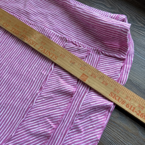 Soft Surroundings M Cotton Tunic Pink White Stripe Stretch Short Sleeve - Picture 10 of 10